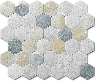 VAOVI Peel and Stick Backsplash Tile,Backsplash Tile for Kitchen Peel and Stick Wall Panels Hexagon Marble Tile(Blue Gray,10pcs)