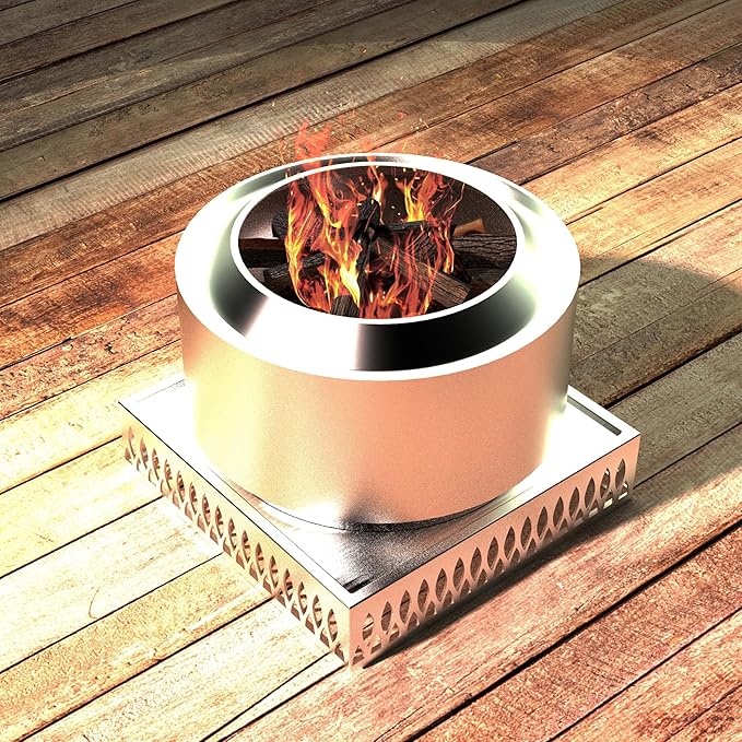 Stainless Steel Fire Pit Base for Surface Protection, X22 (23.6 Inch) Metal Fire Pit Mat, Heavy Duty Accessory for Solo Stove, Deck Protector with Air Vents for Indoor Outdoor Use