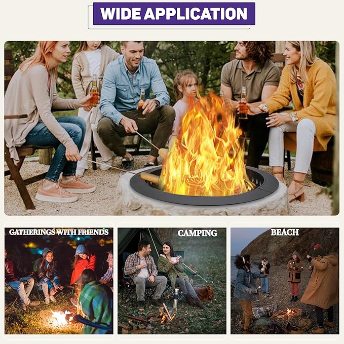 FEBTECH Smokeless Fire Ring Liner - 42" OD & 36" ID - Premium Carbon Steel Fire Ring with Heat Resistant Coating - DIY Portable Smokeless FireRing Designed for Memorable Gatherings Under The Stars