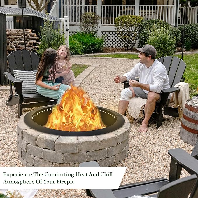 FEBTECH Smokeless Fire Ring Liner - 46" OD & 40" ID - Premium Carbon Steel FireRing with Heat Resistant Coating - DIY Portable Smokeless Fire Ring Designed for Memorable Gatherings Under The Stars