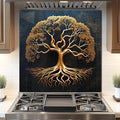 DAIFURONGE Tempered Glass Backsplash for Kitchen, Tree of Life Art Stove Backsplash Protector - Easy to Clean Wall Decor (Art Deco 1, 30"x30"(76.2x76.2cm))