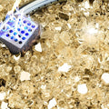 NUPICK 5 Pound Fire Glass, 1/4 Inch Reflective Fire Pit Glass, Tempered Firepit Glass Rock for Propane or Natural Gas, Glass Rocks for Fire Pit Table, Fireplace Glass for Landscaping, Gold