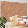 XL Acoustic Wall Panels 6-Pack Decorative Acoustic Panels High Density Sound Absorbing Wall Art 70.86X47.24 Inches with Self-adhesive for Studio Home and Office - Teak Wood Finish