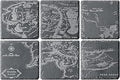 LOTR Middle Earth Map Coasters Set of 6 - Fantasy Slate Drink Coasters with Inspired Engraved Design Gift Set - Unique Barware & Home Decor for Lord of The Rings Fans Gifts, Coffee Table Protection