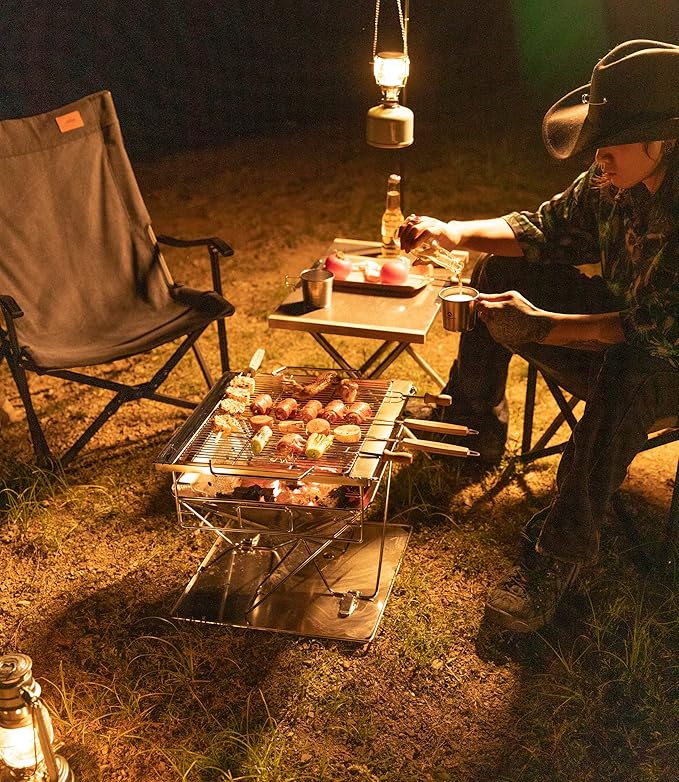 Campingmoon BBQ Grill Fire Pit Foldable Stainless Steel - Extra Large MT-055