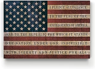 Renditions Gallery Canvas Wall Art Modern Paintings & Prints Decorations American Pledge Allegiance Traditional Patriotic Canvas Flag Artwork for Bedroom Office Kitchen - 24"x32" LT25